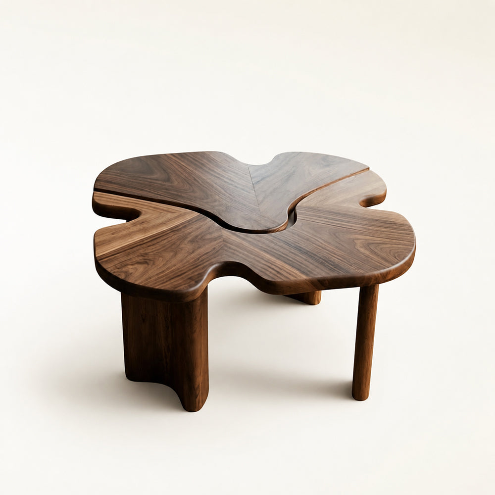Solida Four-Leaf Clover Walnut Coffee Table