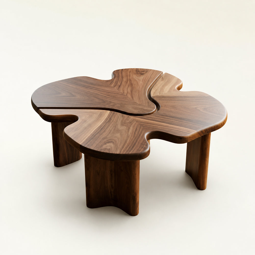 Solida Four-Leaf Clover Walnut Coffee Table