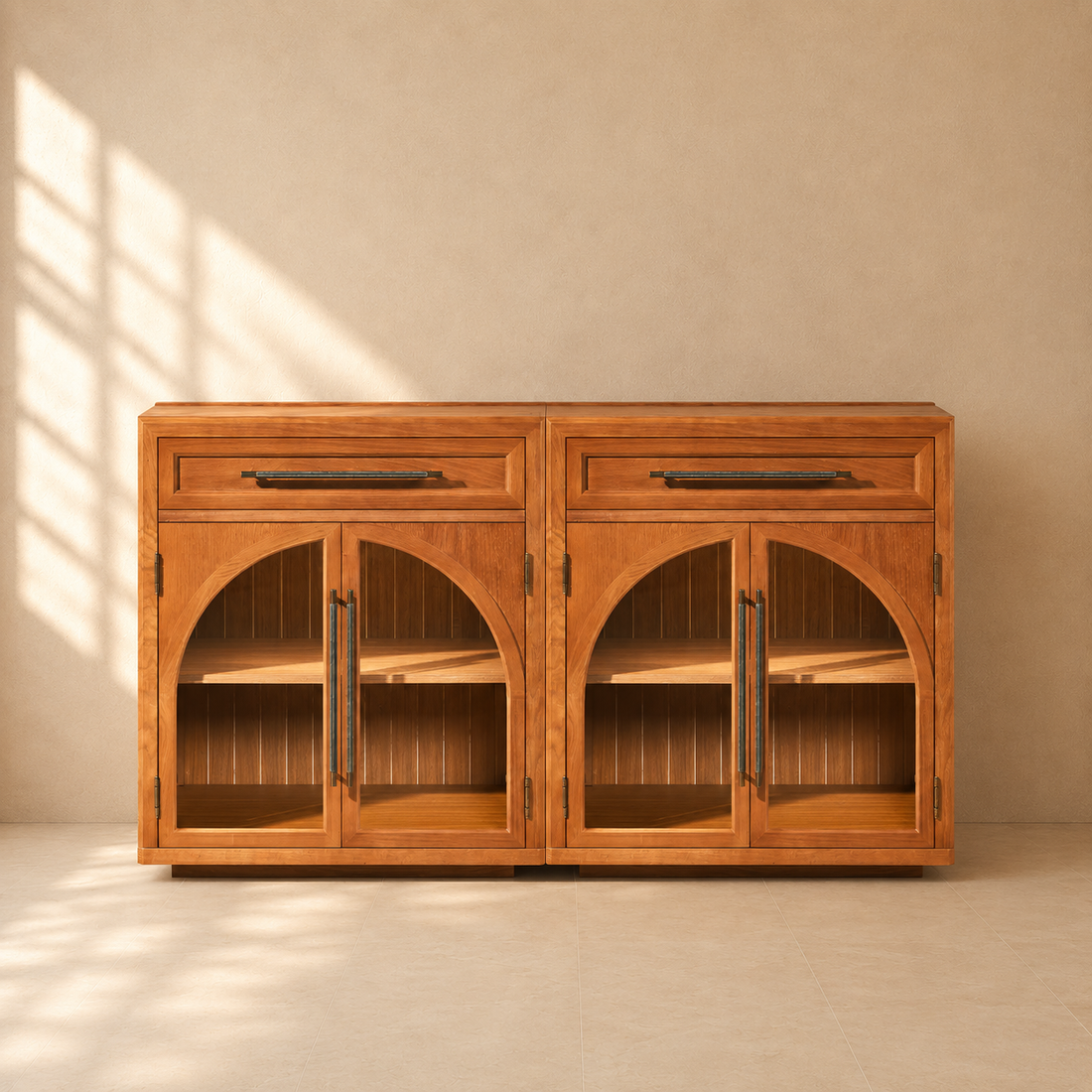 Aldric Arched 61" Oak Sideboard with Drawers