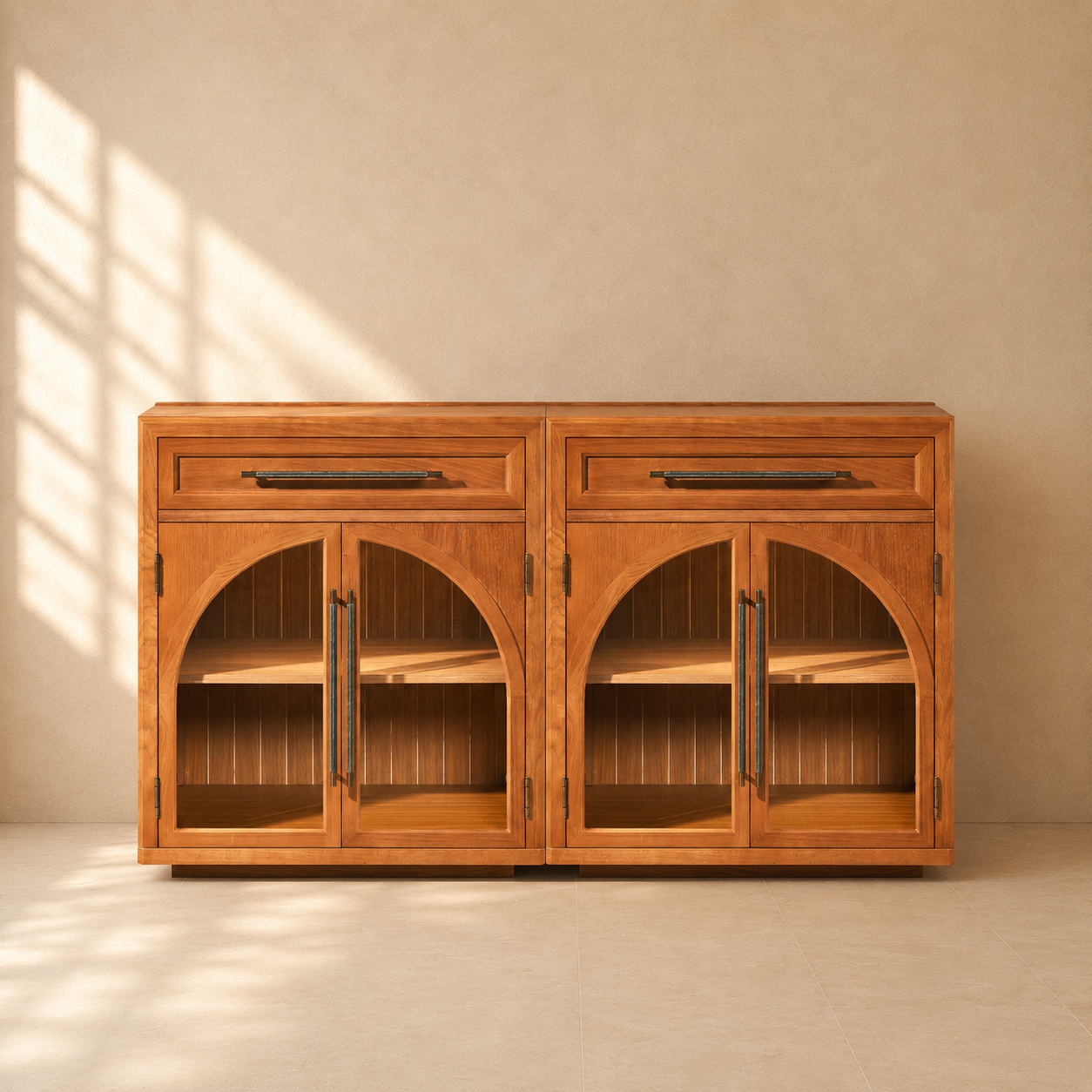 Aldric Arched 61" Oak Sideboard with Drawers