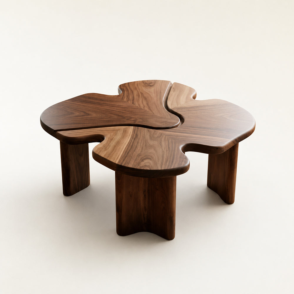 Solida Four-Leaf Clover Walnut Coffee Table