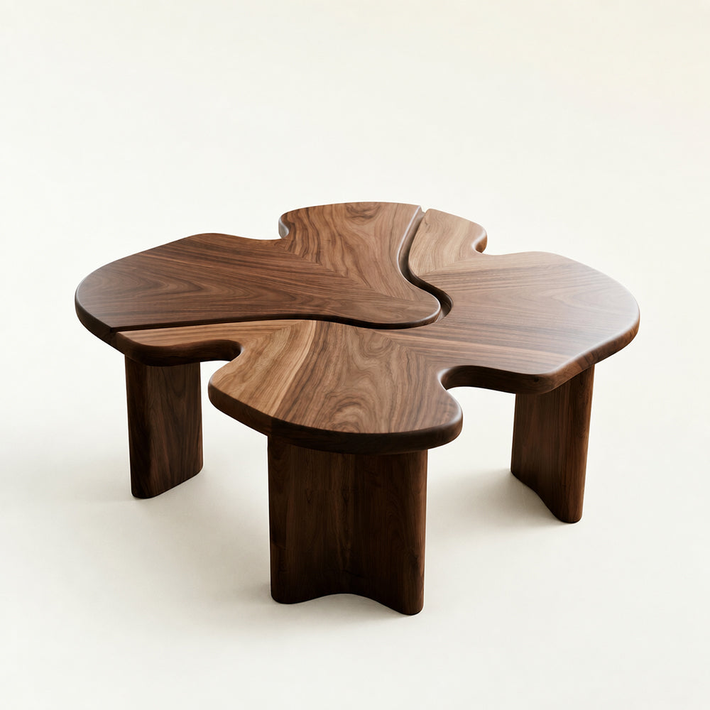 Solida Four-Leaf Clover Walnut Coffee Table