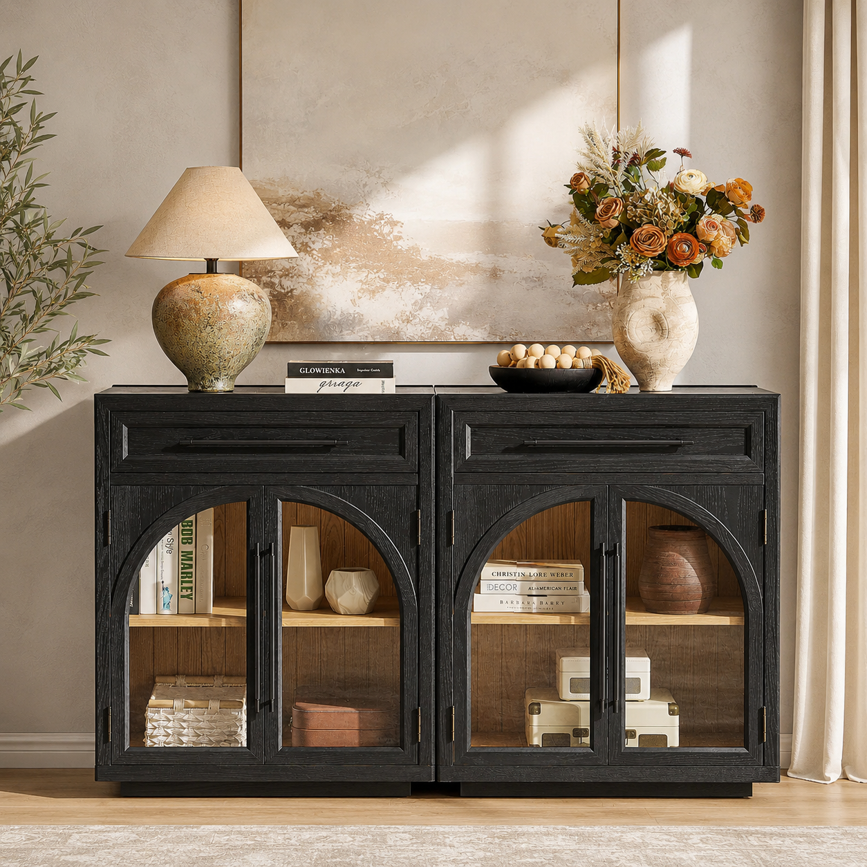 Aldric Arched 61" Oak Sideboard with Drawers