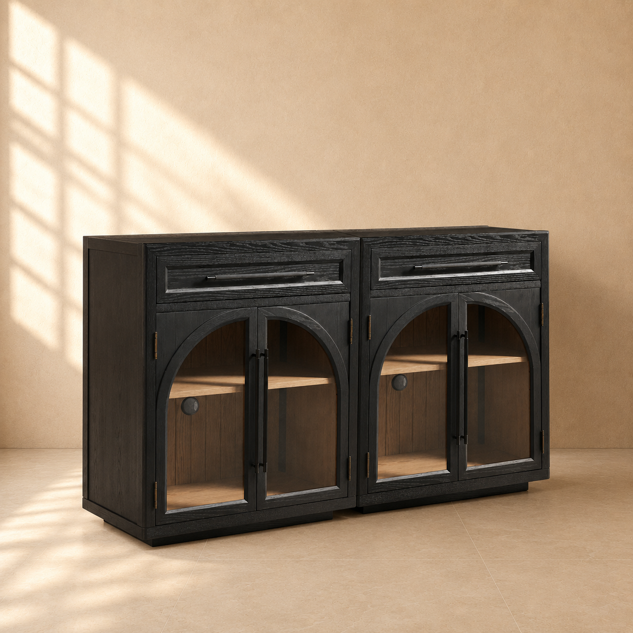 Aldric Arched 61" Oak Sideboard with Drawers