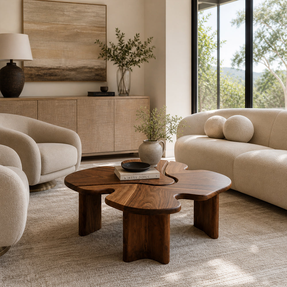 Solida Four-Leaf Clover Walnut Coffee Table