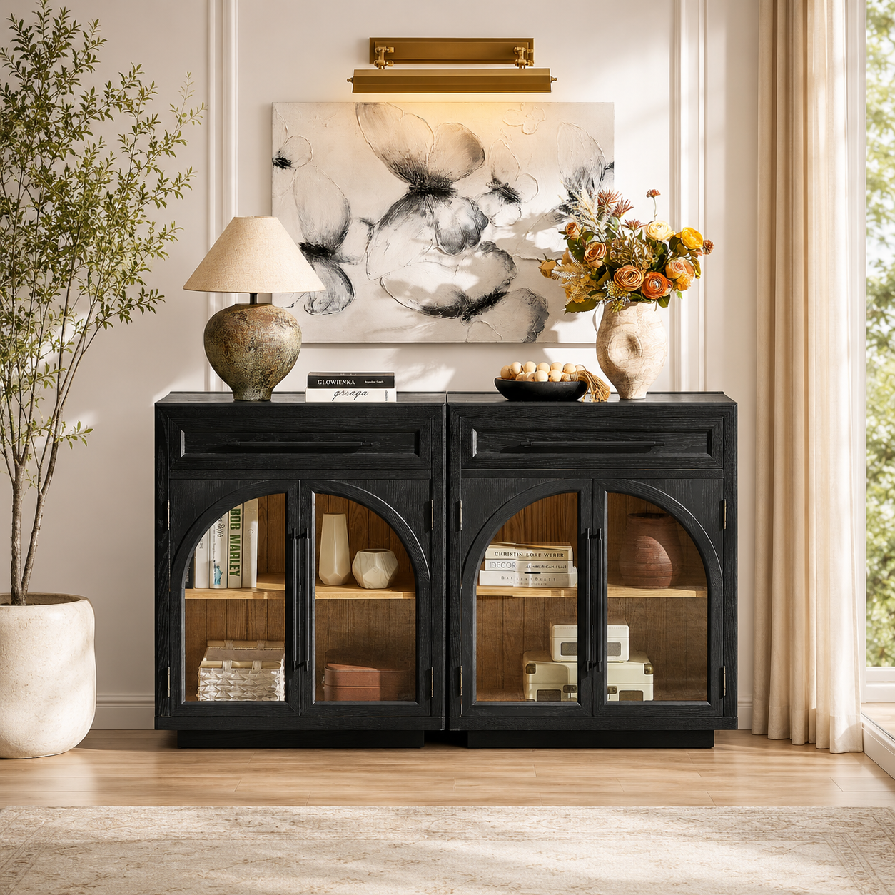 Aldric Arched 61" Oak Sideboard with Drawers