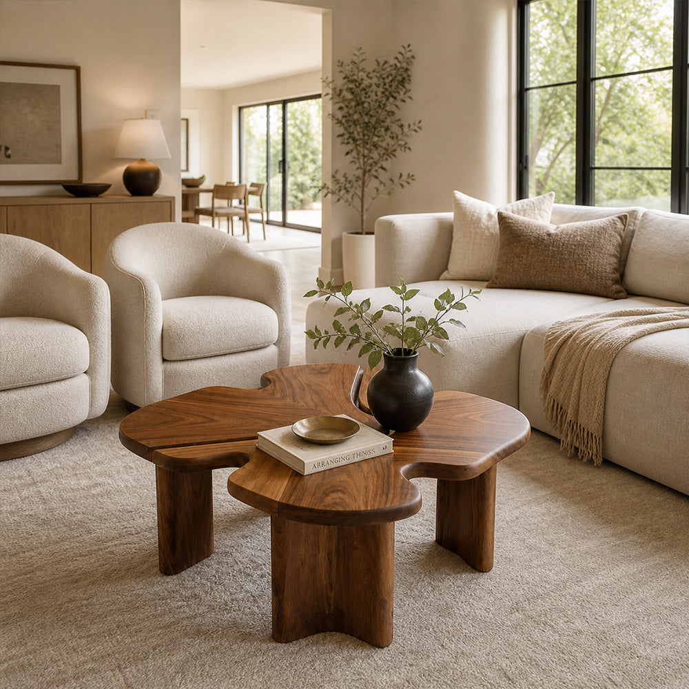 Solida Four-Leaf Clover Walnut Coffee Table