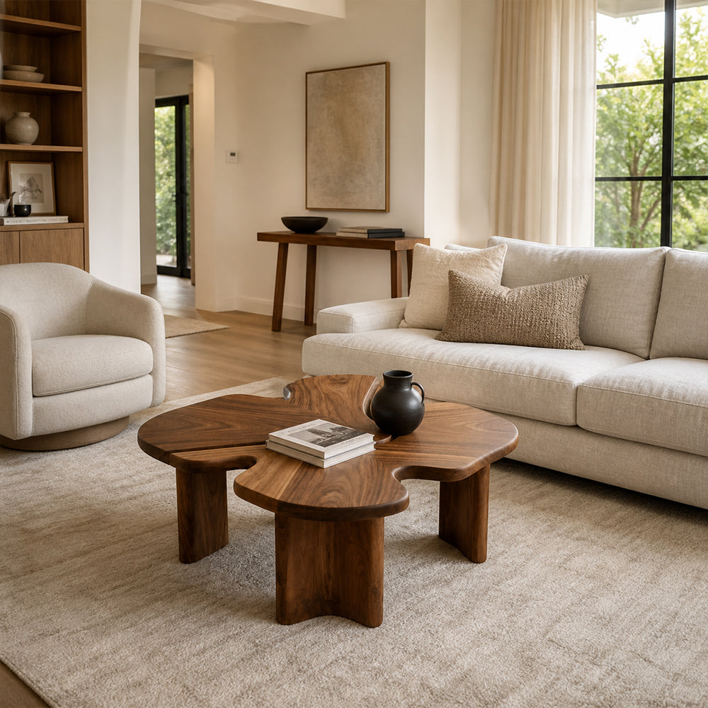 Solida Four-Leaf Clover Walnut Coffee Table