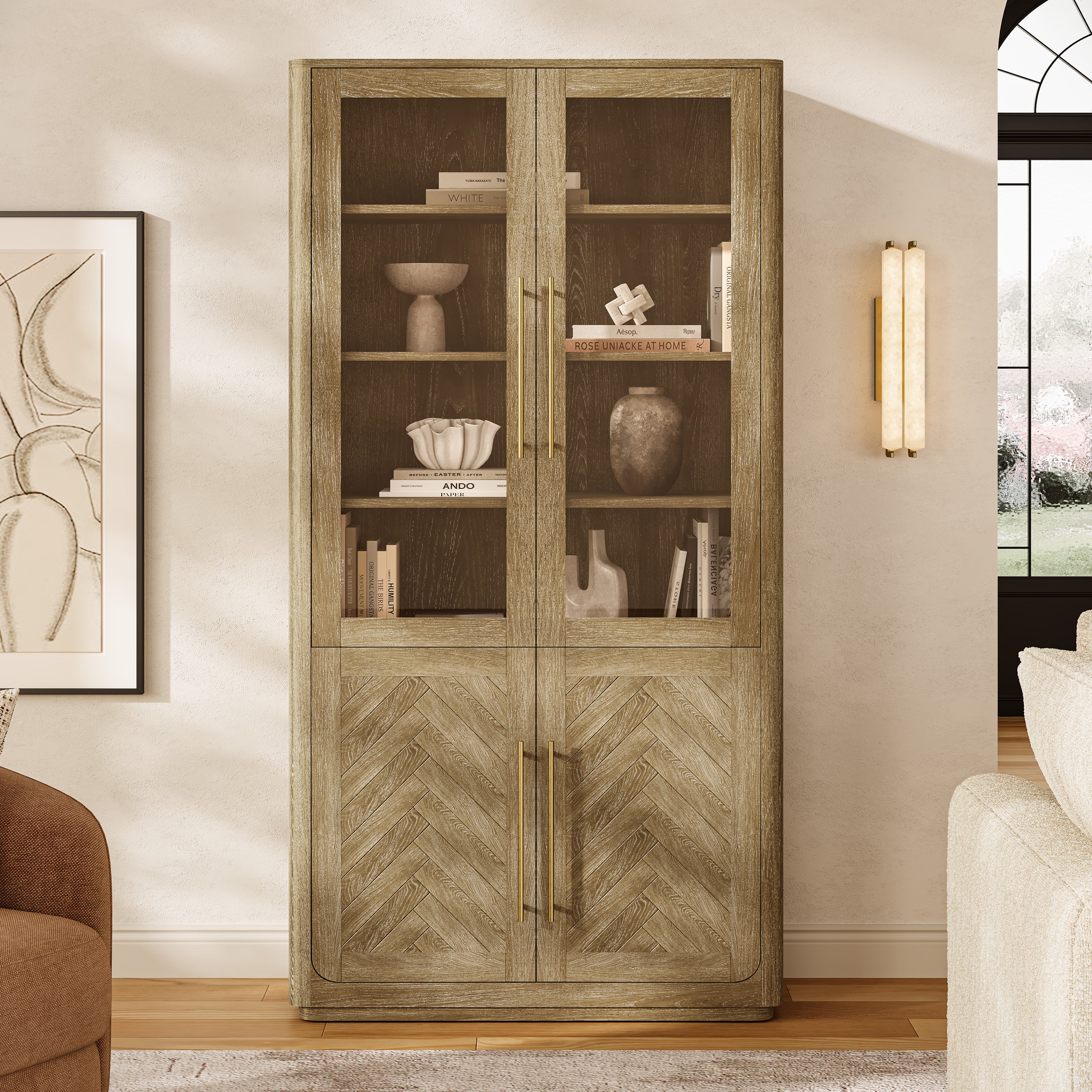 Marison Chevron Bookcase 40"W