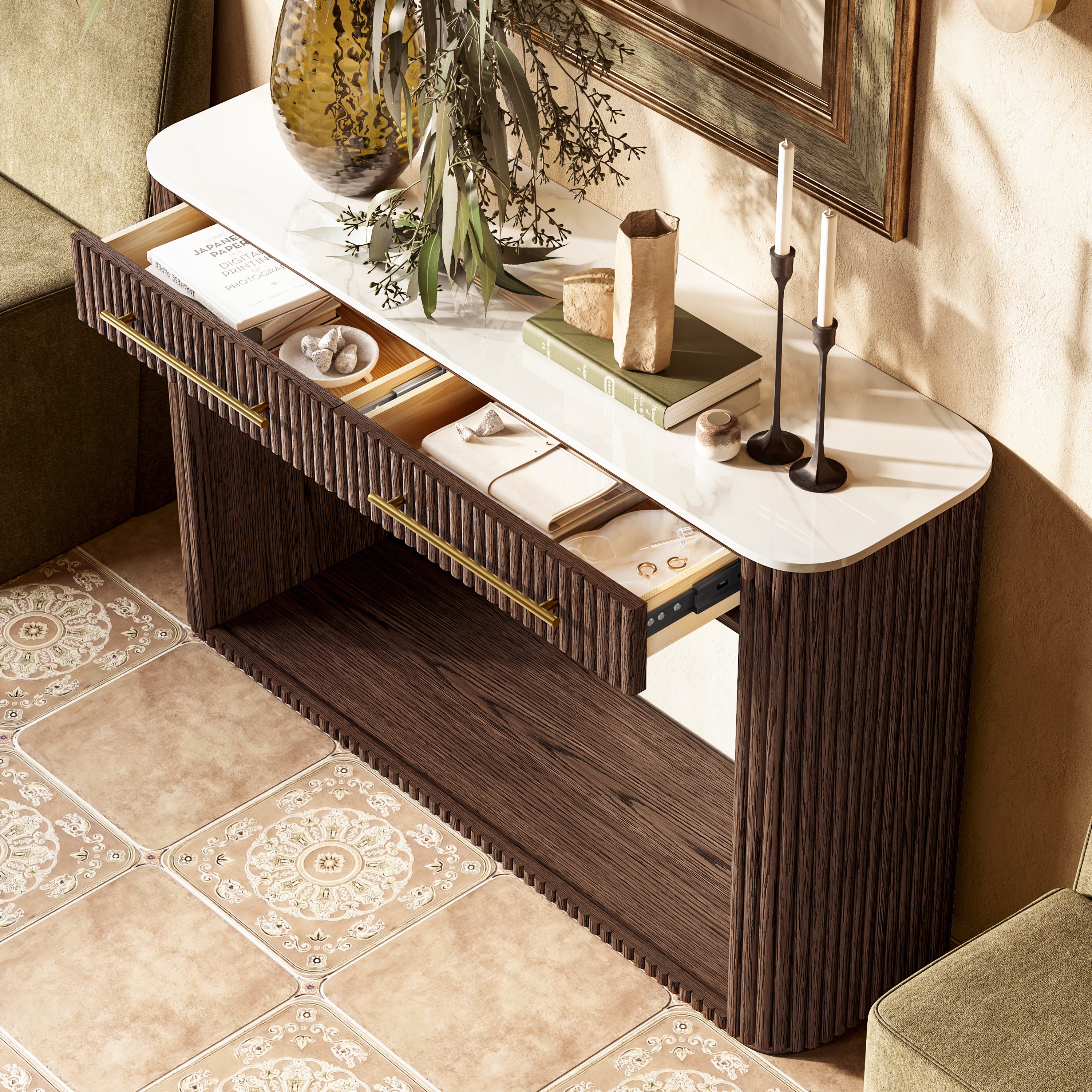 Riven Oak Console Table 47"W