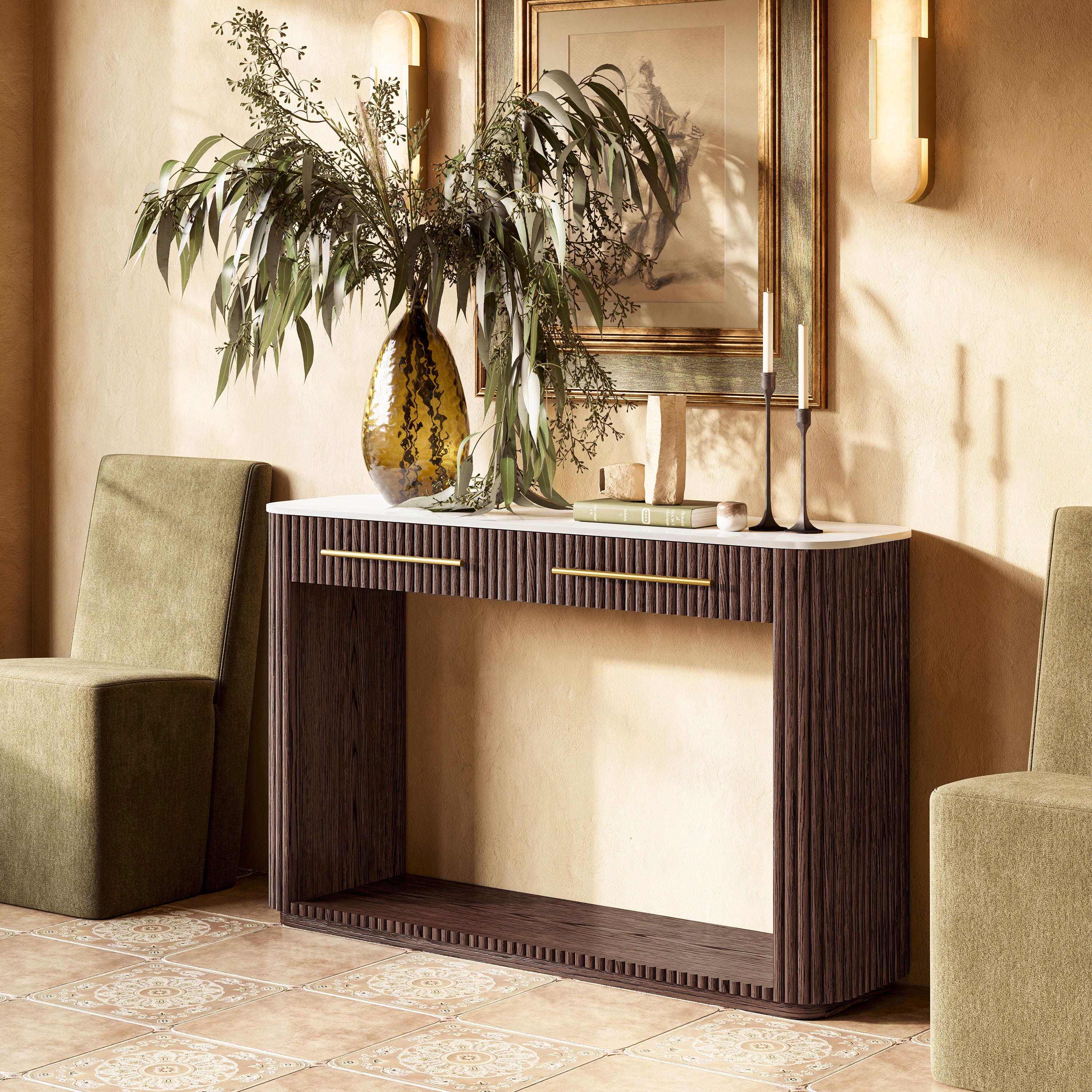 Riven Oak Console Table 47"W