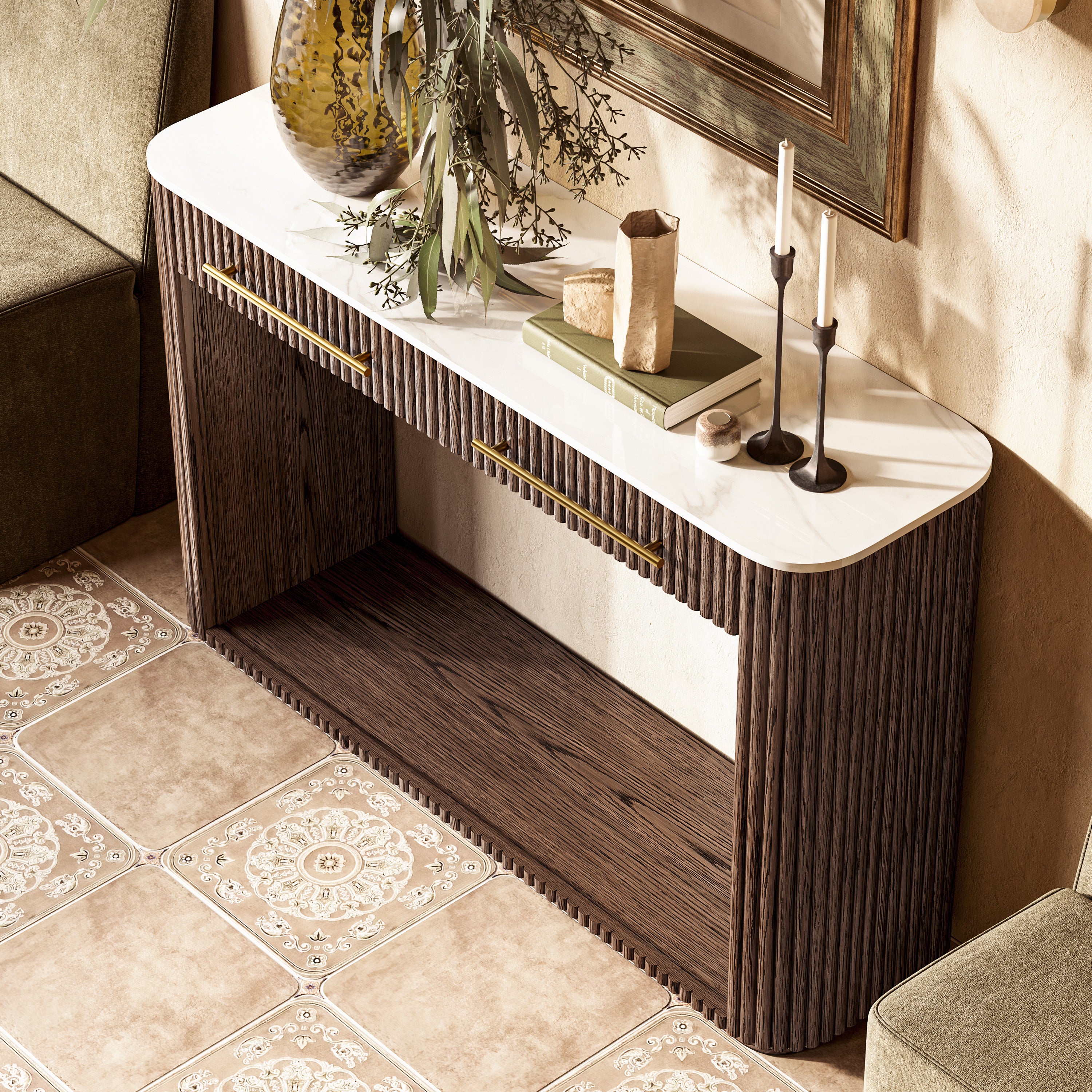 Riven Oak Console Table 47"W