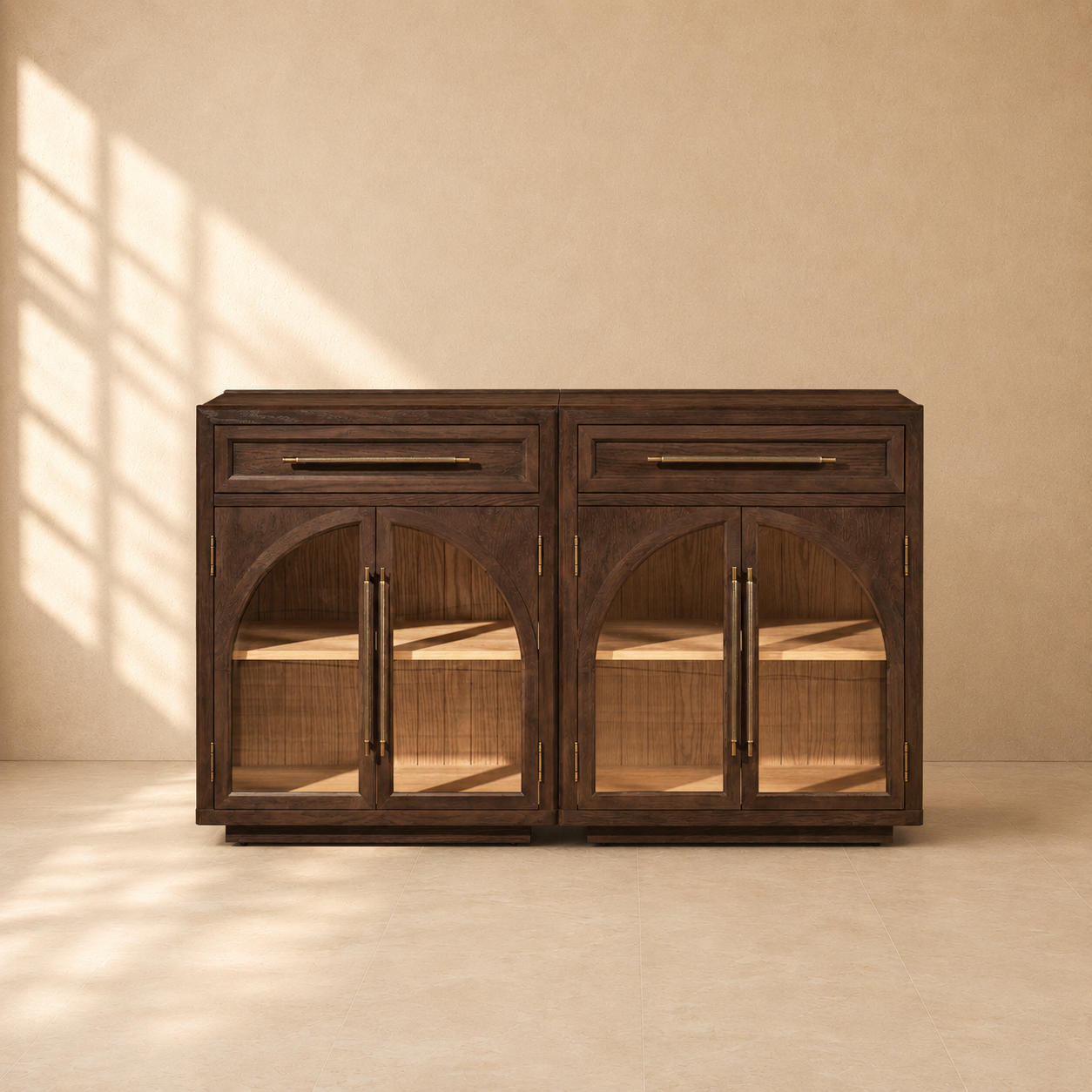 Aldric Arched 61" Oak Sideboard with Drawers