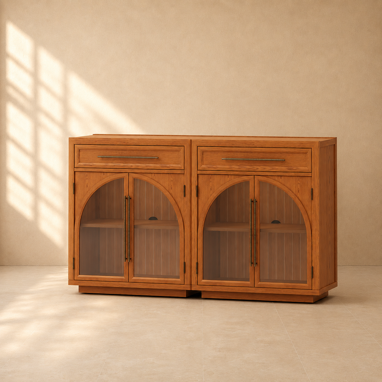 Aldric Arched 61" Oak Sideboard with Drawers